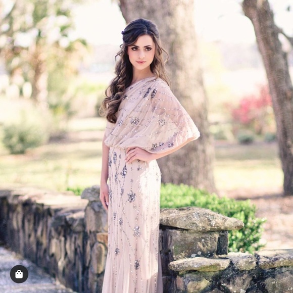 Adrianna Papell nude long dress one shoulder - Picture 5 of 8